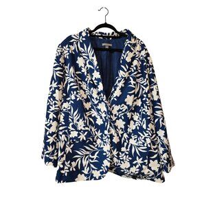 New Jessica London 26W Navy Blue & White Blazer Jacket Plus Size